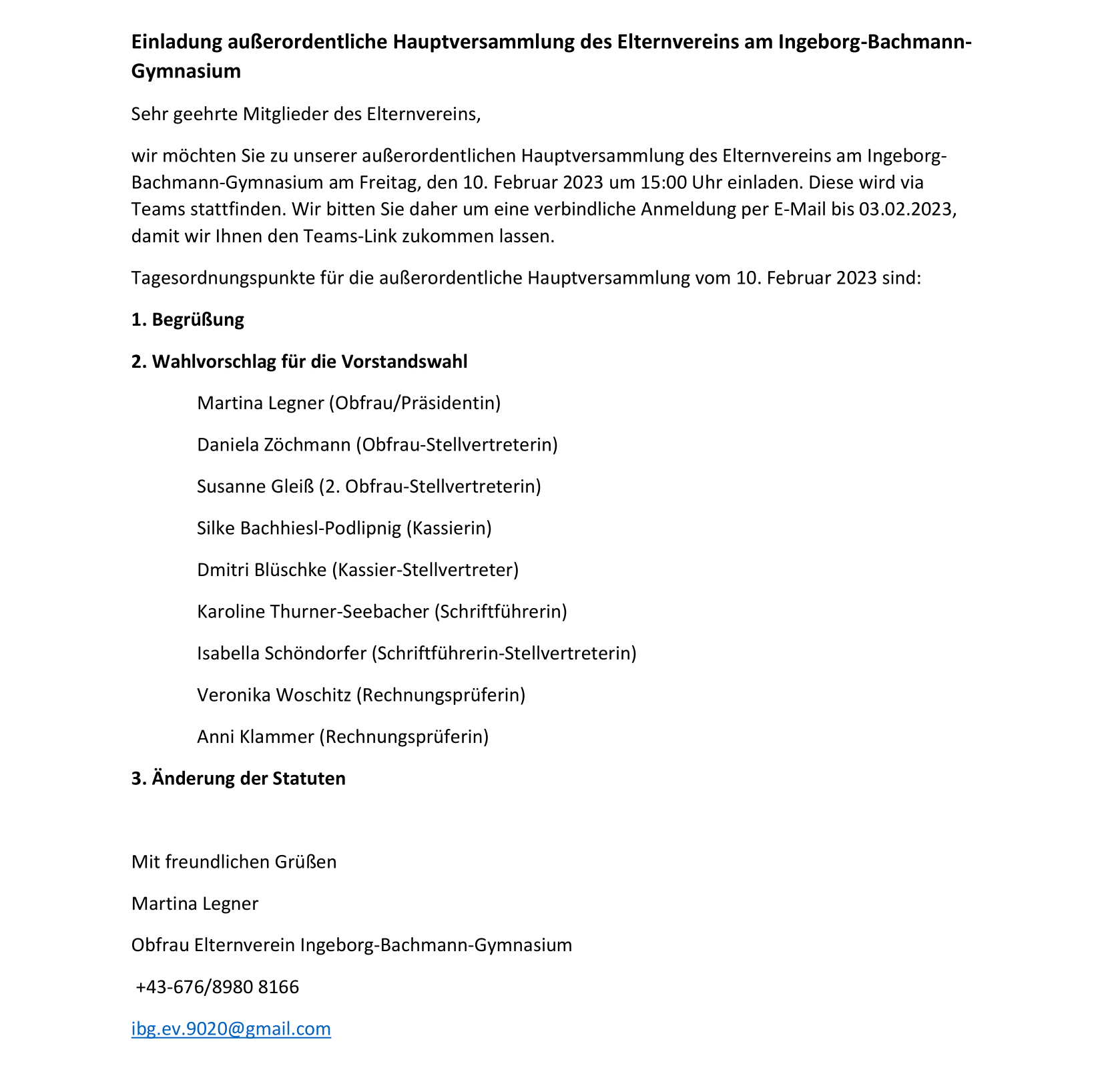 Außerordentliche Hauptversammlung des Elternvereins IBG 10.02.2023 1